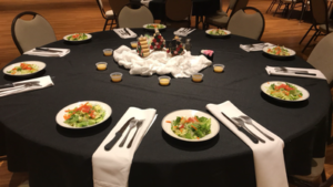 Double Sky Diner Moody Texas country restaurant catering salads on table